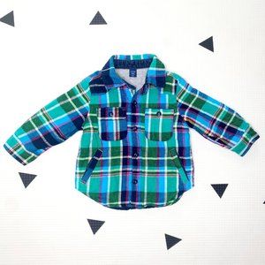 Baby Gap Multicolor Plaid Shacket with Corduroy Elbow Pads